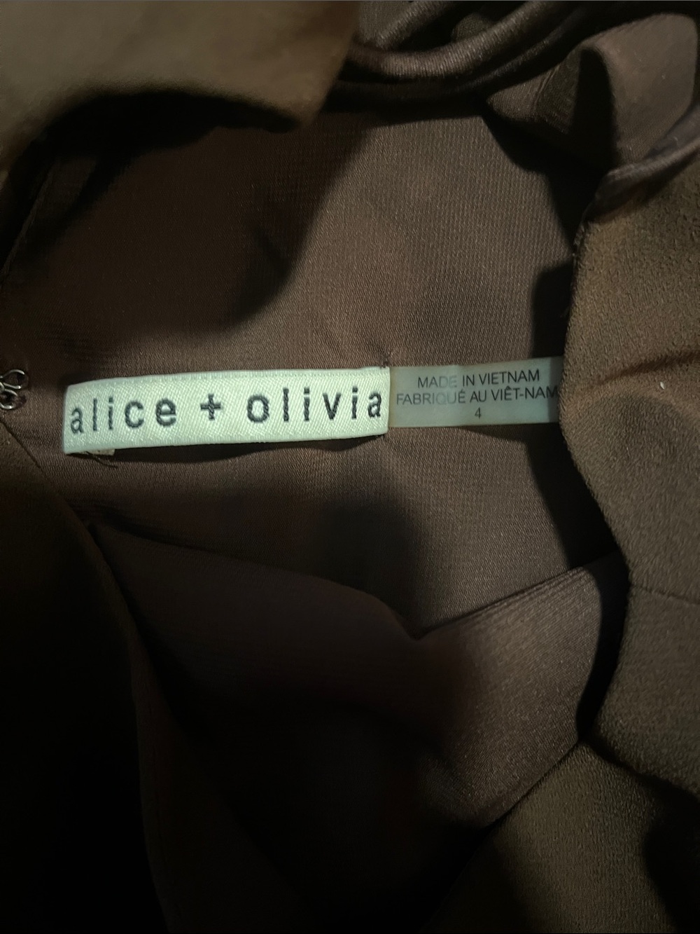 Alice + Olivia Chocolate Brown Ruffle-Hem Mini Dress - Picture 2 of 5